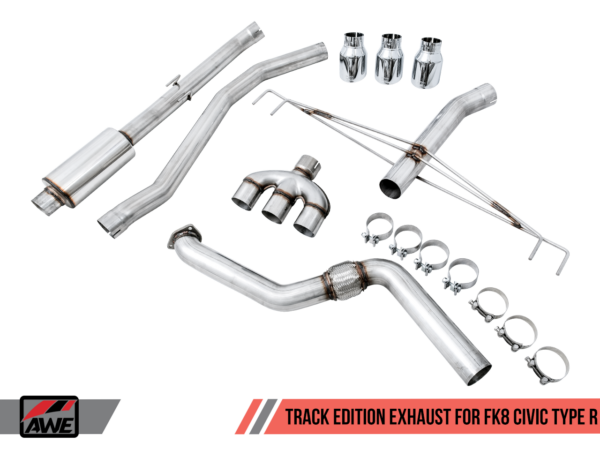AWE Track Edition Exhaust (Triple Chrome Silver Tips) - Honda Civic Type-R FK8 - Kaiju Motorsports