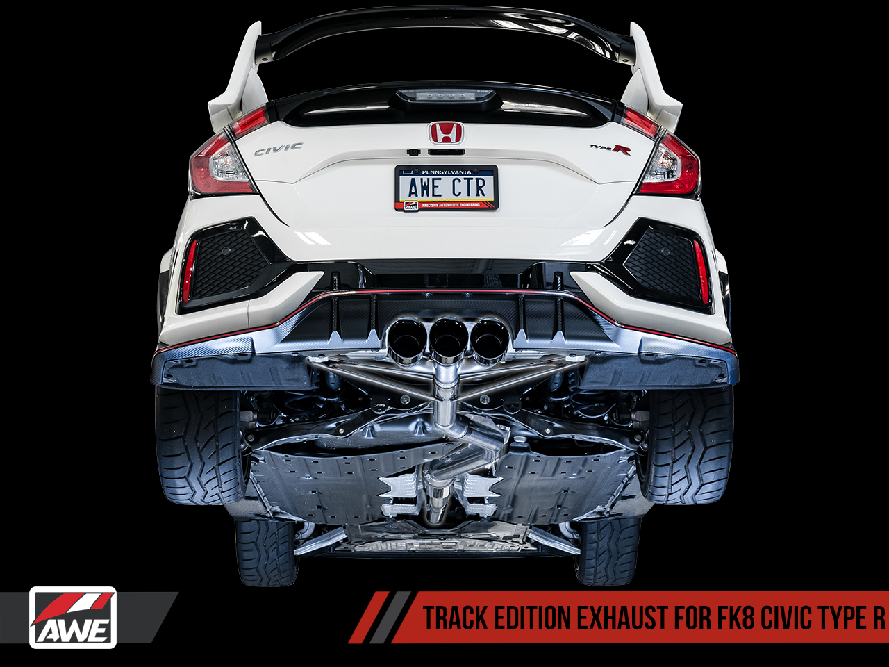 AWE Track Edition Exhaust (Triple Diamond Black Tips) - Honda Civic Type-R FK8 - Kaiju Motorsports
