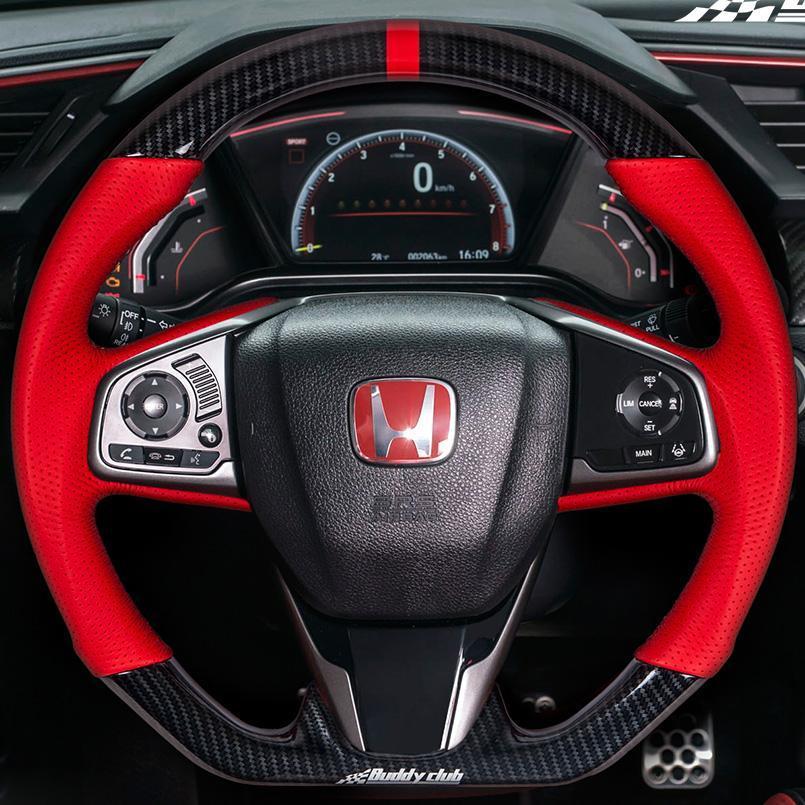 Buddy Club Racing Spec Red Steering Wheel (Carbon) - Honda Civic Type-R FK8 - Kaiju Motorsports