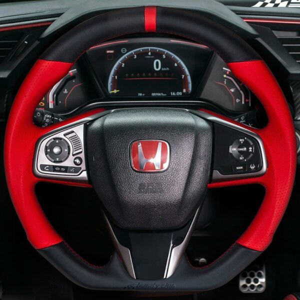 Buddy Club Racing Spec Red Steering Wheel (Leather) - Honda Civic Type-R FK8 - Kaiju Motorsports